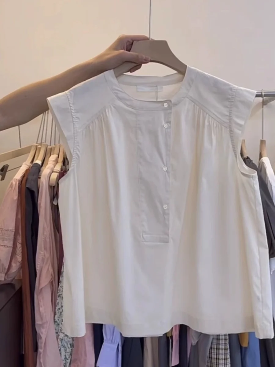 Lässige, lockere Damenweste, Sommer 2023, faionable, schlankmachend, rund, Ne Svel irt Flng Sve Sle, bequeme Passform, irt