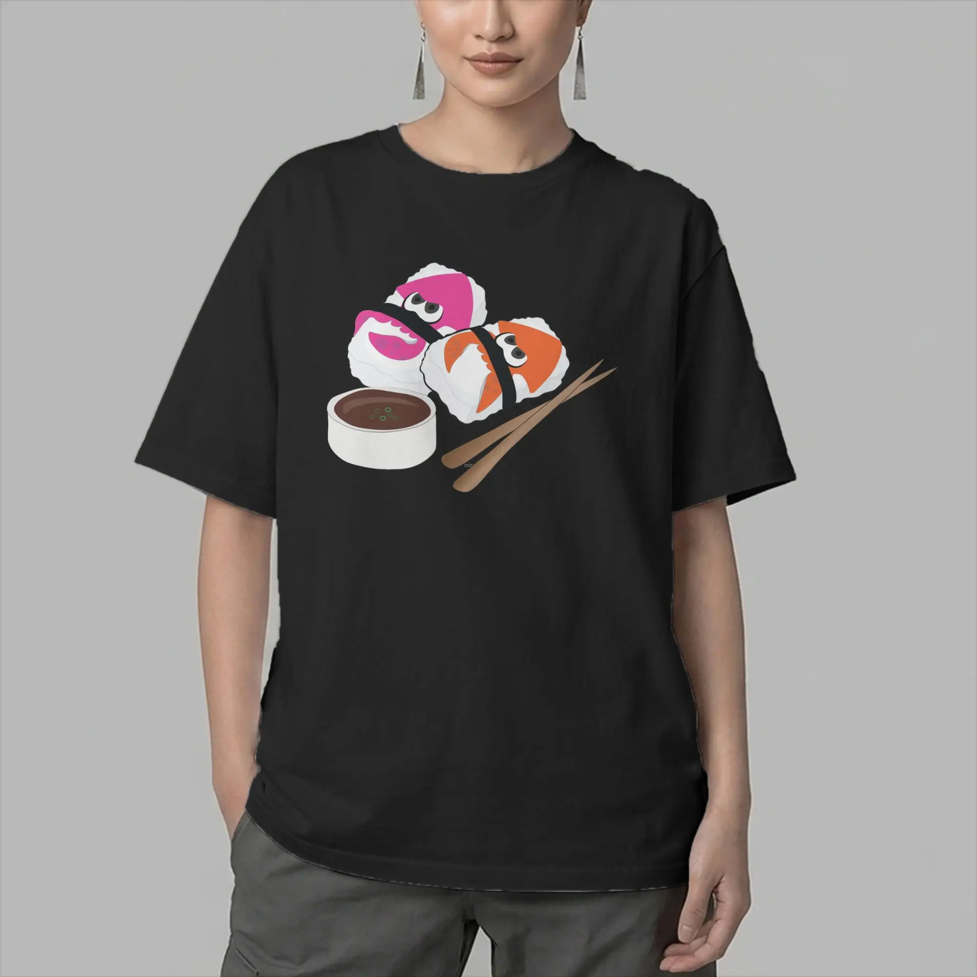 Casual Splatoon Sushi T-Shirt for Men Round Collar Cotton T Shirt Ink Kid Game Squid Short Sleeve Tee Shirt Gift Idea Clothing