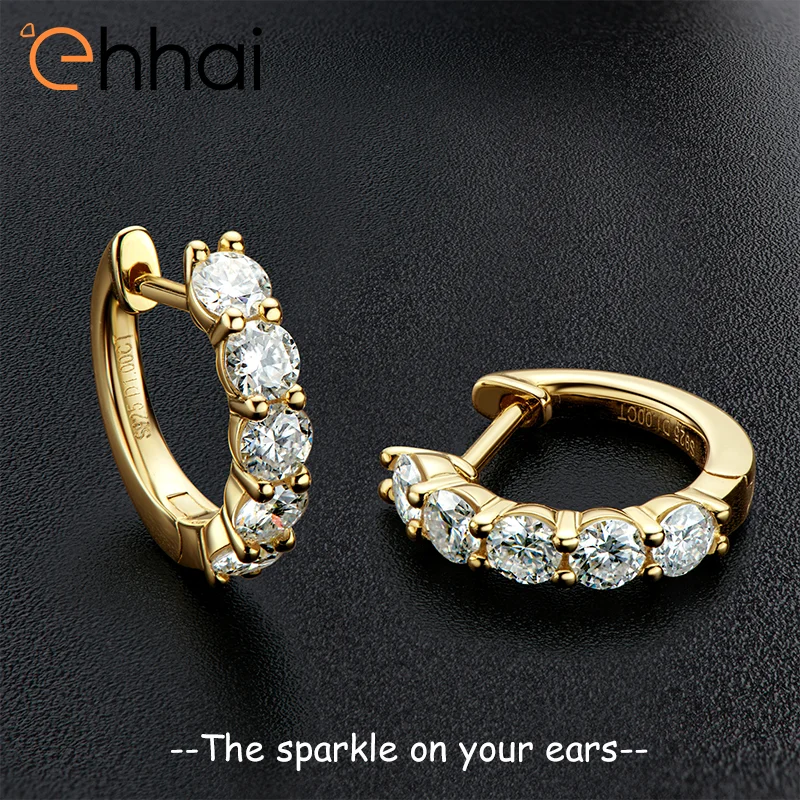

Ehhai GRA Certified Full Round Cut Moissanite Hoop Earrings for Women Men S925 Sterling Silver Huggies Fine Jewelry Pendientes