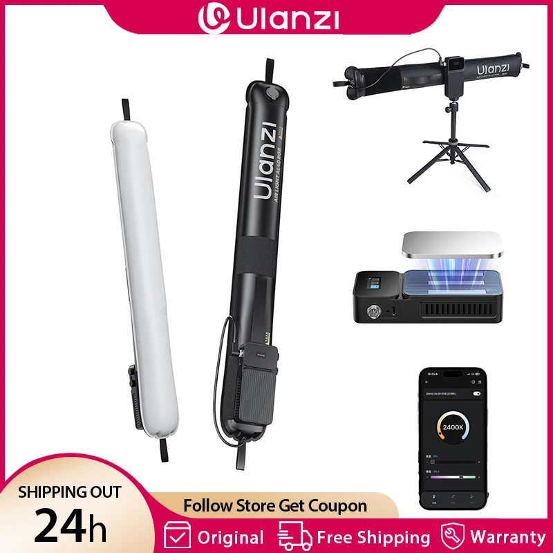 Ulanzi AL40 40W RGB Handheld Inflatable Tube Light 1800-10000K Magnetic Stick Light Video Light 4500mAh APP Control for Vlog Liv