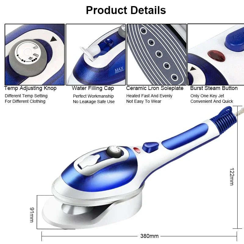 Паровой утюг, ручные отпариватели для одежды, электрический паровой утюг, высококачественный портативный отпариватель для одежды для путешествий, 110 В, США-220 В, ЕС