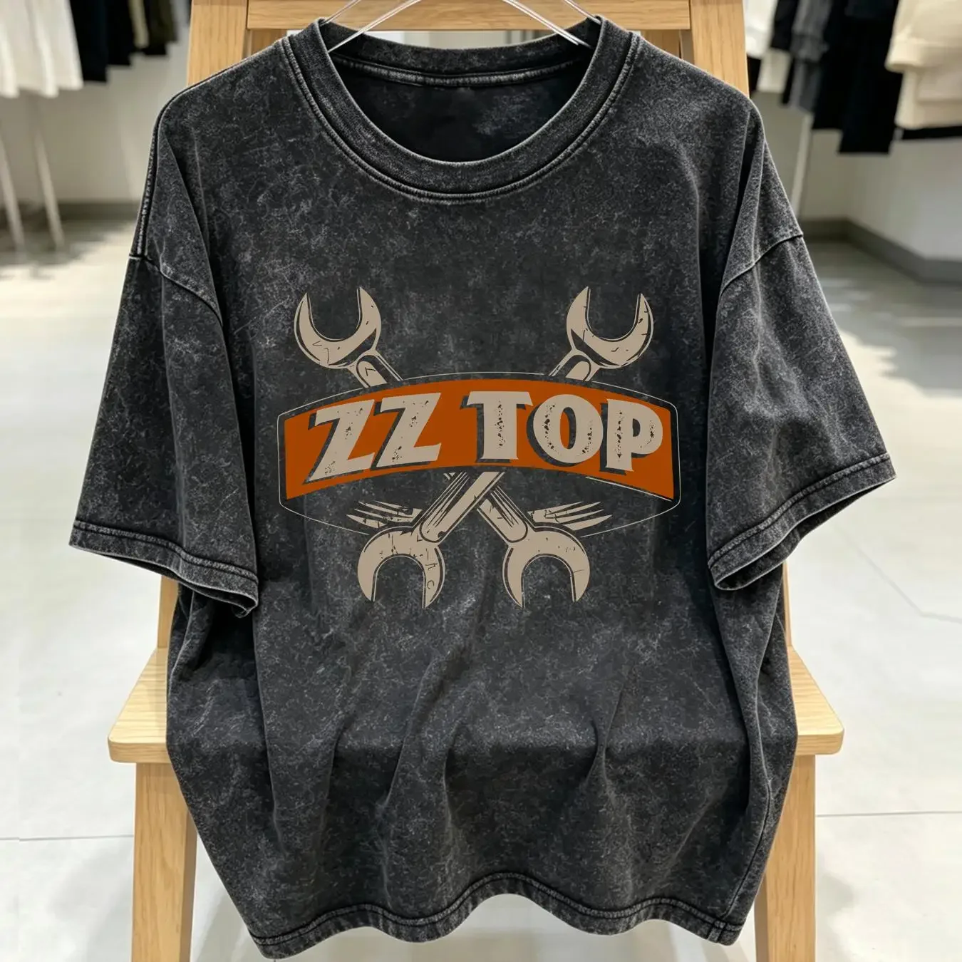 washed T Shirt ZZ Top Wrenches Womans Dolman Fitted Rock Music vintage Washed designer clothes Versatile streetwear Stylish