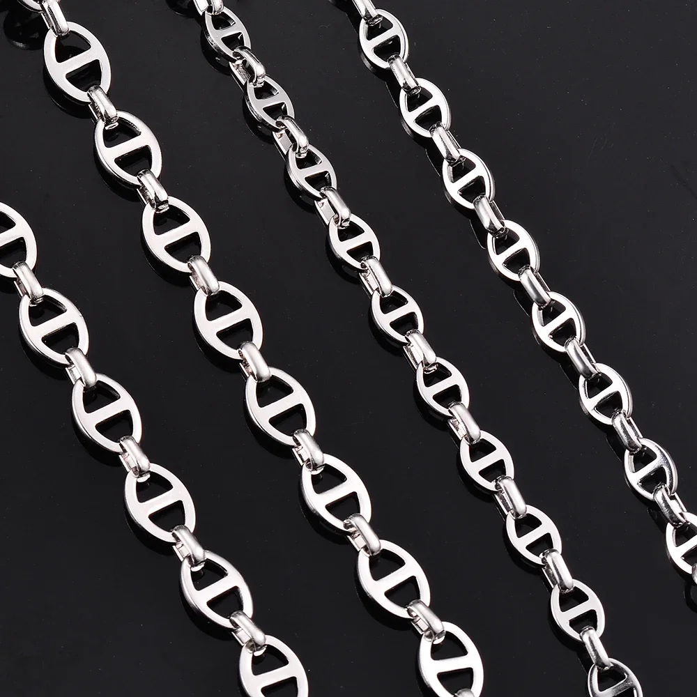 Wholesale Width 6/8mm Simple Handmade Chain Necklace for Men Women Stainless Steel Hip Hop Chain Women Necklace Punk Jewelry