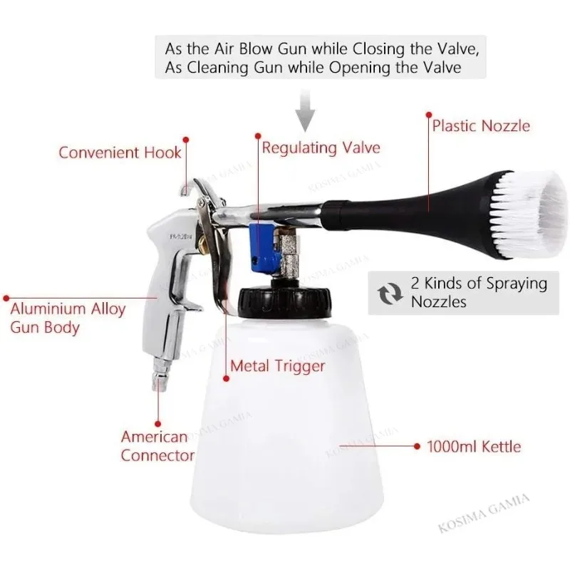 Car Interior Cleaning Gun Bottle Car Washing Gun Car Cleaning Sprayer High Pressure Wash Blaster Car Maintenance Parts