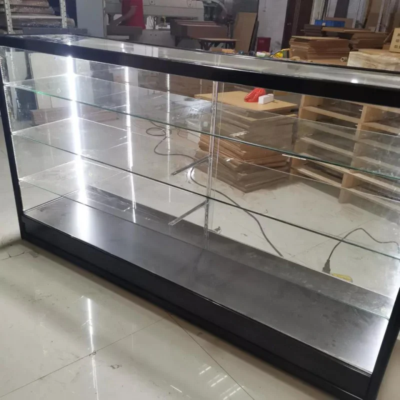 2025customized.70 inch Full Showcase Retail Smoke Shop Counter Convenience Store Glass Display with Slider Door Adju