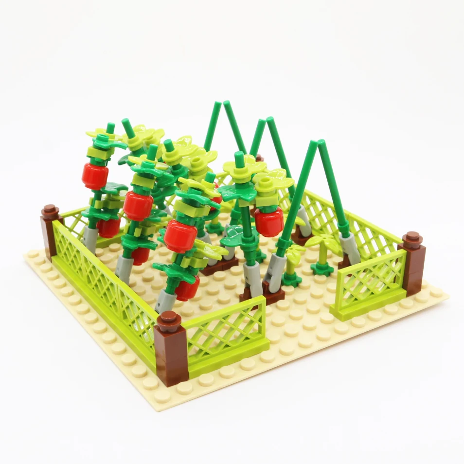 MOC Bricks modelo de decoración de granja, bloques de construcción de calabaza de tomate vegetal, juguete educativo para niños, juguetes de bloques de bricolaje, regalo de cumpleaños