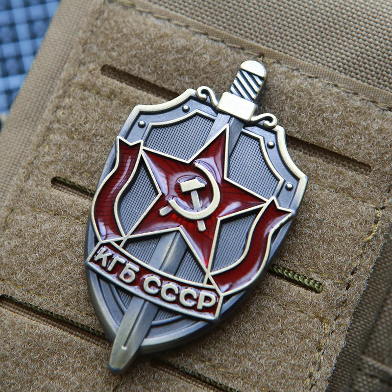 Soviet Union Metal Patches KGB CCCP Badges for Clothes Vest Appliques Team of State Security USSR Badges With Hooks