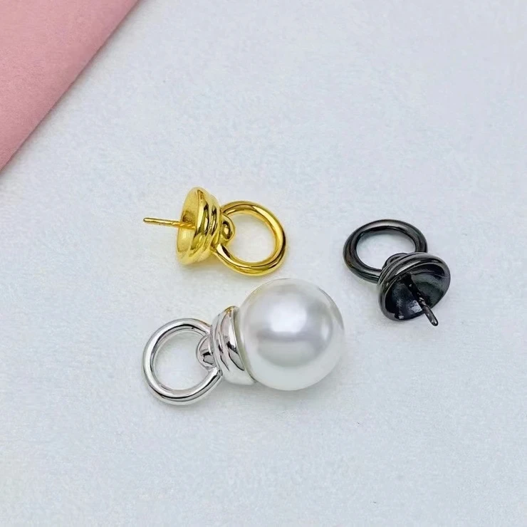 

925 Sterling Silver Pendant Mount Base Mountings Findings Parts Fittings Accessories for 11-12mm Pearls Beads