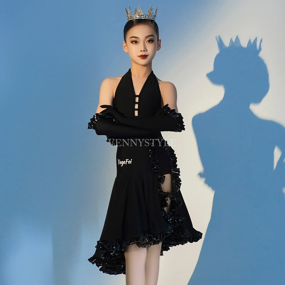 

Vennystyle Latin dance dress Girls summer backless ballroom training dress Professional dance dress