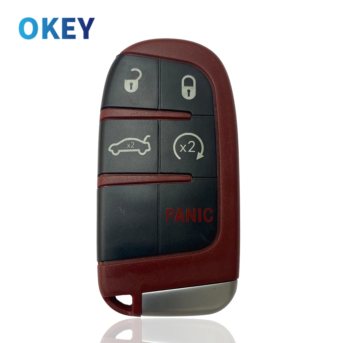 Okey 5 Button Car Key Red Shell Cover Case  For Dodge Dart Charger Challenger For Chrysler 300 For Jeep Shell Replacement