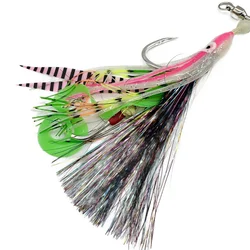 Kevlar soft fishing lure Assist hook Tinsel line Luminous Octopus Fishing String Hook Bait Double Hooks pesca lures
