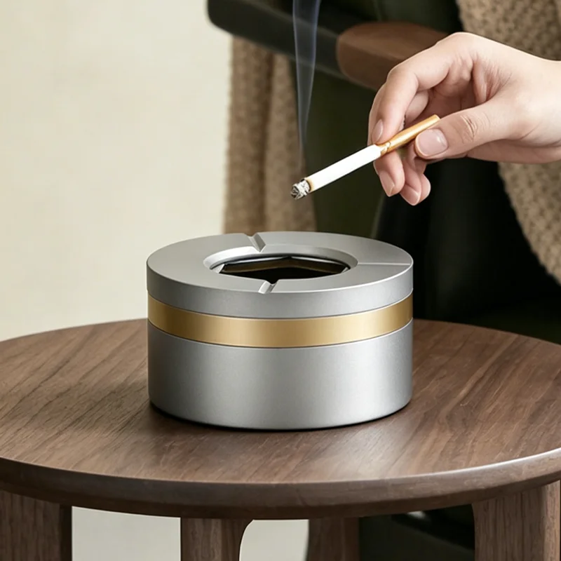 

BOLTIFY High-grade Mechanical Rotation Ashtray with Lid Ash Tray Cigar Accessories Gadget Gift for Boyfriend