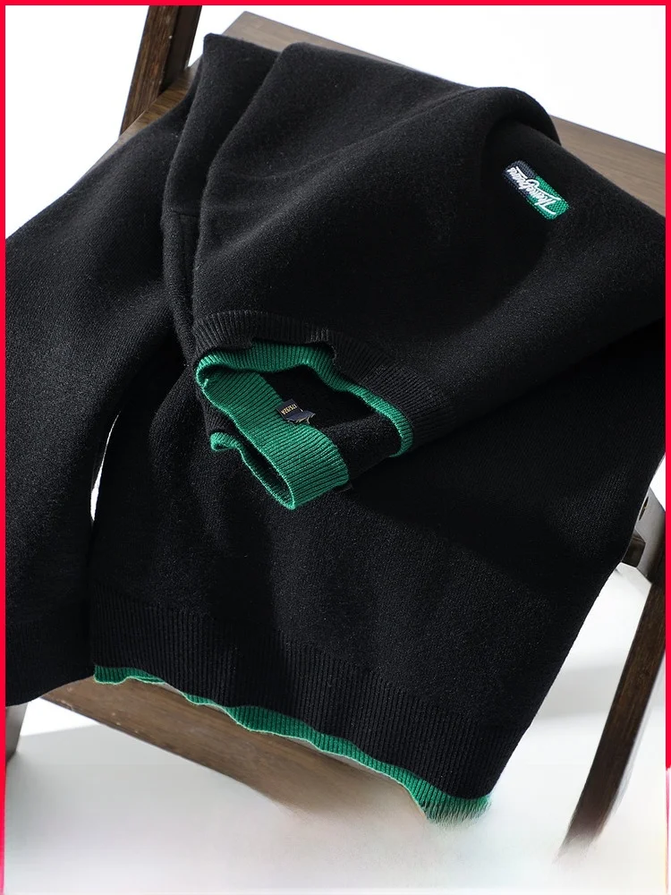 

Удобный мужской вязаный свитер с двойным воротником, базовый слой, модная осенне-зимняя новинка, мягкое длинное волокно из полиэфирного волокна...