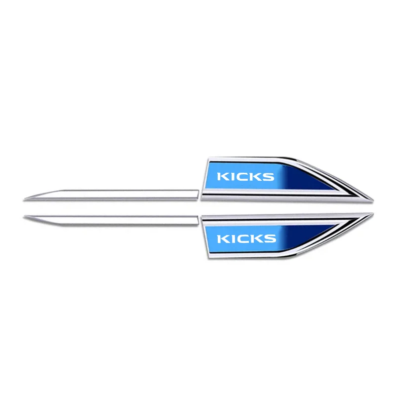 Carro Fender Side Blade Badge para Nissan Kicks, Auto Porta Corpo Protetor Metal Adesivo, 2016, 2017, 2018, 2019, 2020, 2021, 2022