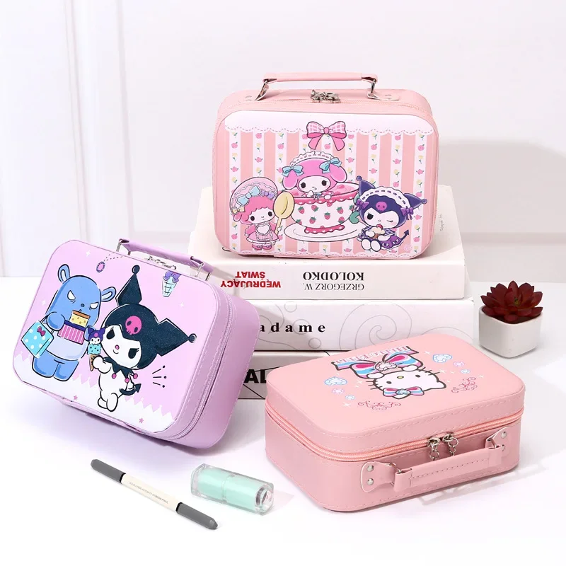 

Kuromi Hello Kittys Cosmetic Case Portable Large Capacity Makeup Box Bags for Woman Cartoon Girl Cute Multifunctional