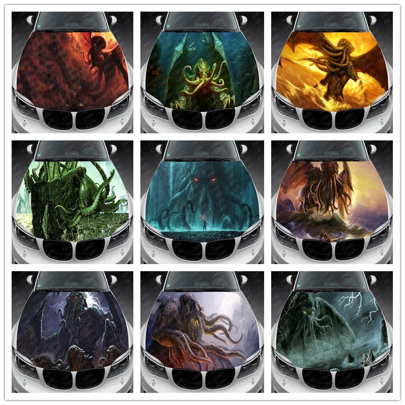 

Виниловые стикеры на капот автомобиля Fantasy-Cthulhu, виниловая пленка, наклейки на крышку двигателя, универсальные наклейки для любого автомобиля