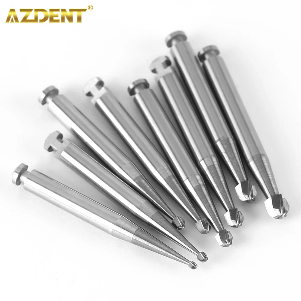 5pcs/Box AZDENT Dental Lab RA Tungsten Carbide Burs Round Head Steel Bur for Low Speed Handpiece Shank Diameter 2.35mm