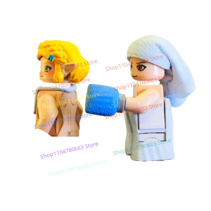 

MOC New Building Blocks Mini Doll Bathroom Scene Female Body Bath Towel Rubbing Towel Toy Holiday Gift Collectible Ornaments