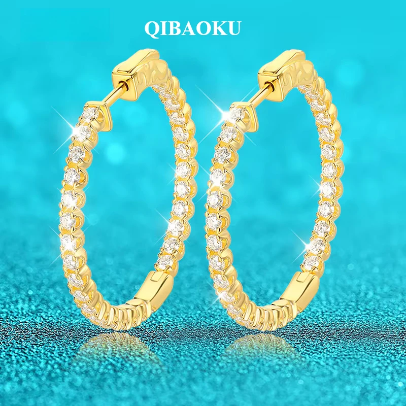 QIBAOKU 2mm D Vvs1 Full Moissanite Earrings for Women S925 Sterling Silver Plated 18k Gold Simulated Diamond Ear Jewelry 2026