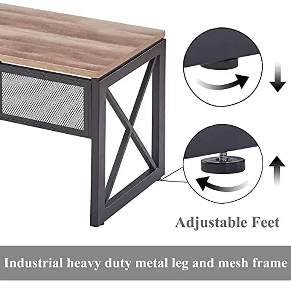 Industrial Farmhouse Computer Desk Large Rustic Wood Writing Desk Office Table 60 Inch Vintage Oak