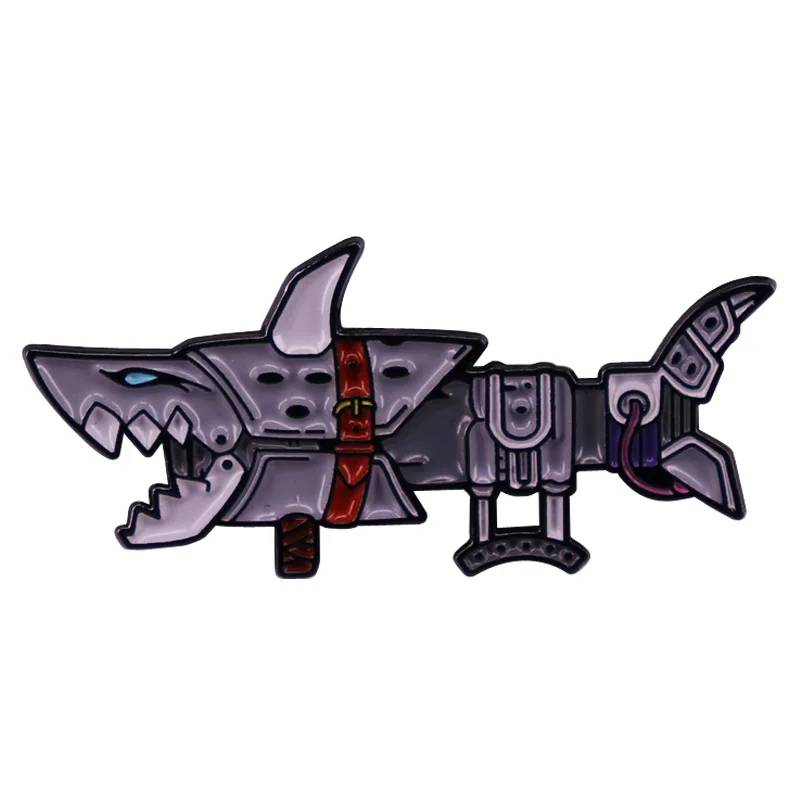 Arcane Shark Enamel Brooch Anime Jinx Pin Badge Backpack Lapel Bag Accessories Jewelry for Boys Girls Cartoon Fans