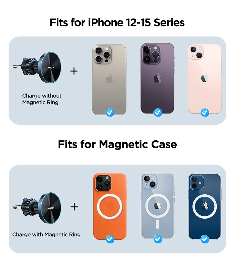 Joyroom magnetischer Autotelefon halter 15w kabelloser Lade telefon halter Auto-Entlüftung sclip Telefon halterung für iPhone 12-15 Serie – Detail 1