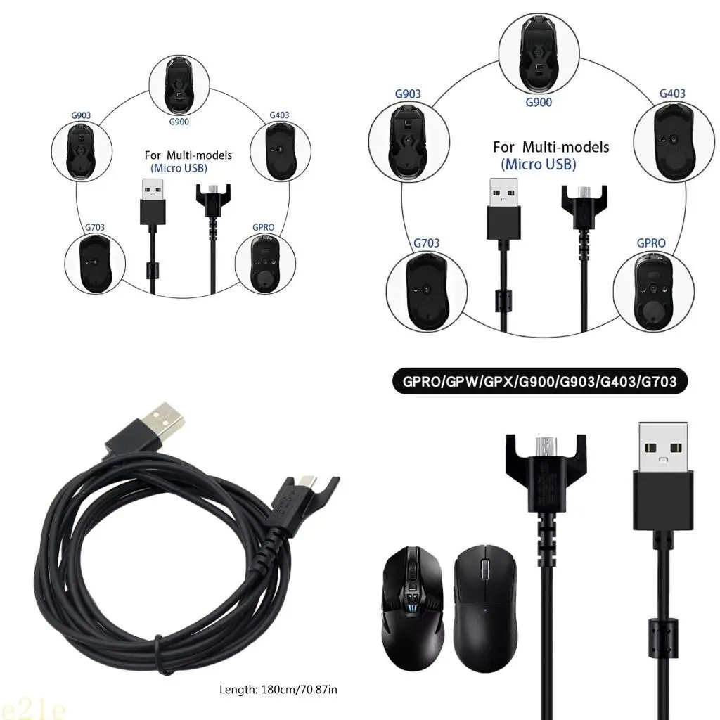 E21E Wireless Mouse Charging Cable Data Cable for GPX G900 G903 G403 GPRO Mouse Cable