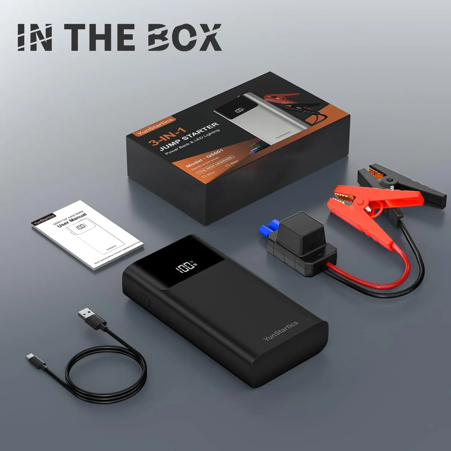 بطارية السيارة Jump Starter 2000A، صندوق قفز 12 فولت للغاز 8.0 لتر/7.5 لتر، كابلات ذكية، 3 أوضاع إضاءة، شاشة LCD #6