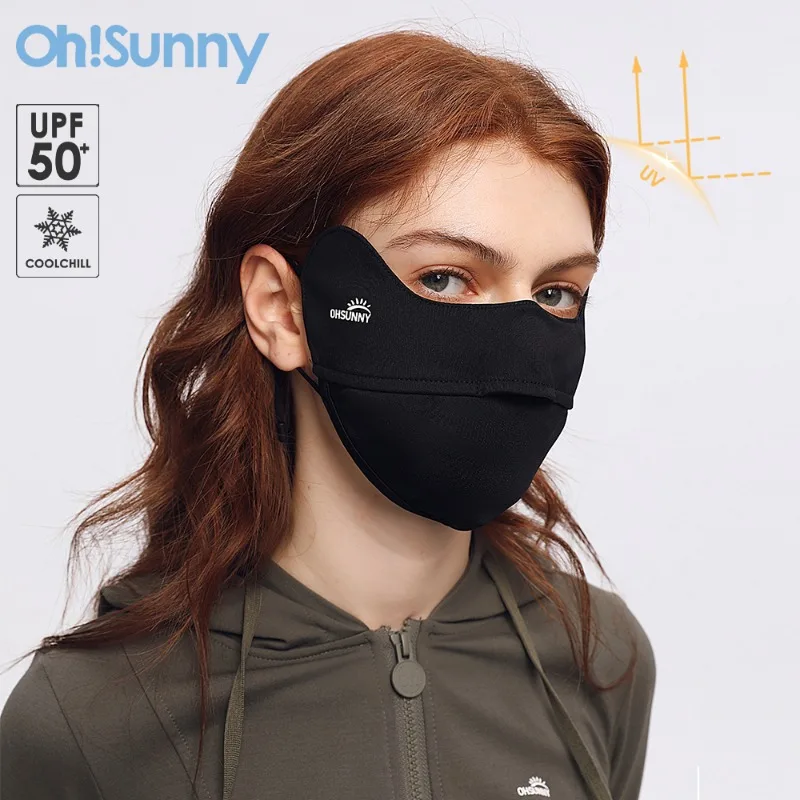 OhSunny Cool Feeling Mask 2024 New Summer Sun Protection Face Cover Anti-UV UPF50+ Open Nose Breathable Outdoor Facial Shield