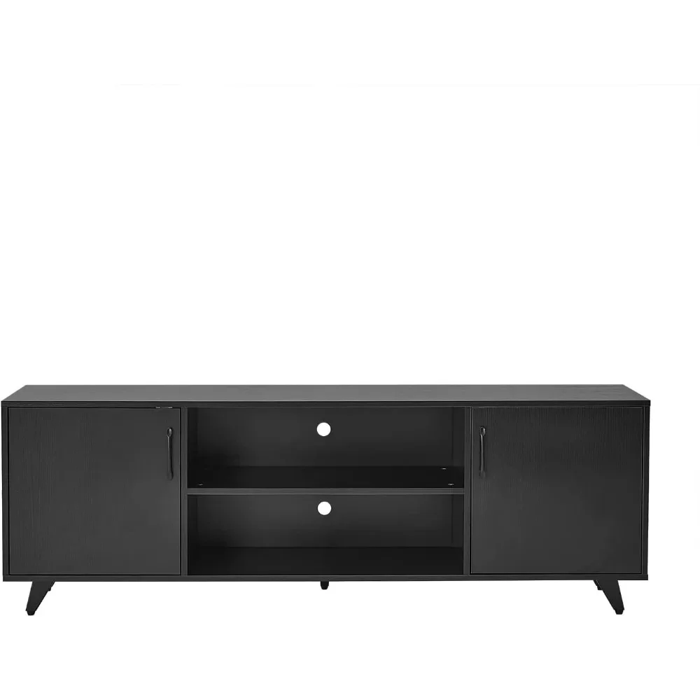 

TV cabinet with shelves and 2-door storage cabinet,suitable for living room and bedroom,suitable for TV cabinets below 70 inches