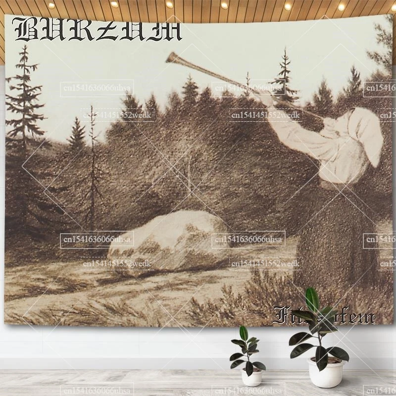 Burzum Flag Tapestry Wall Hanging Music Album Cover Posters Hippie Astrology Tapestries Bedroom Bedspread Divination Home Decor