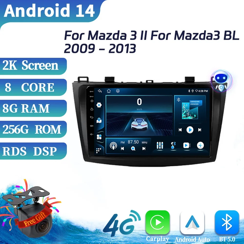 

Car Radio Multimedia 4G GPS For Mazda 3 II For Mazda3 BL 2009-2013 Android 14 Navigation Wireless BT Carplay Touch screen Stereo