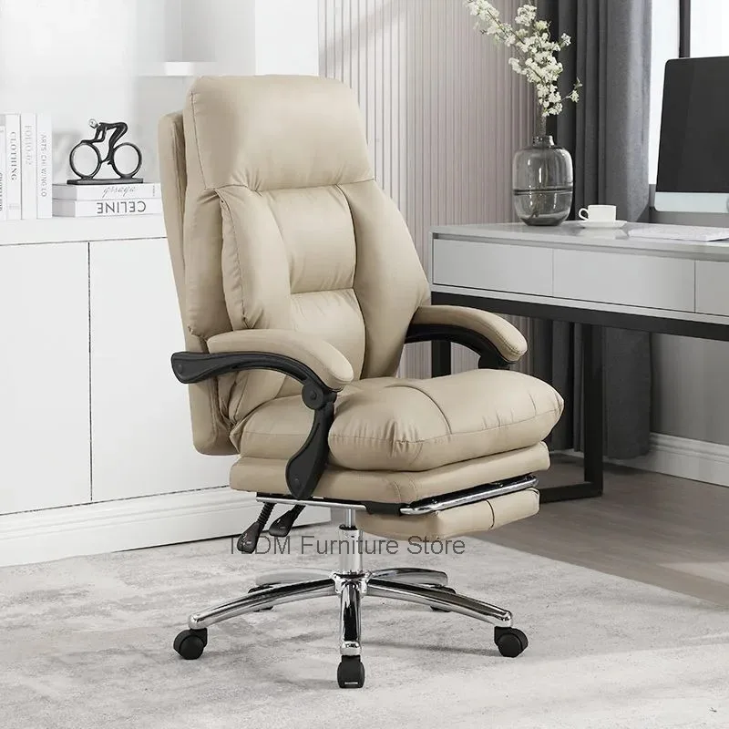 Modern Luxury Executive Office Chair with Leather Upholstery, High-Back Ergonomic Desk Chair for Home Office, Executive Suite