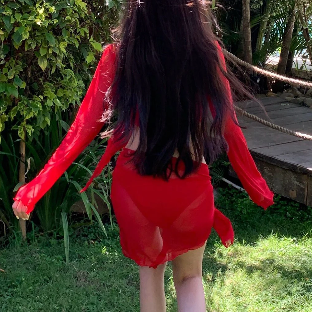 Biquíni de férias conjunto de quatro peças lounge escondendo divisão respirável maiô roupa interior secagem rápida cor sólida macio sono moda