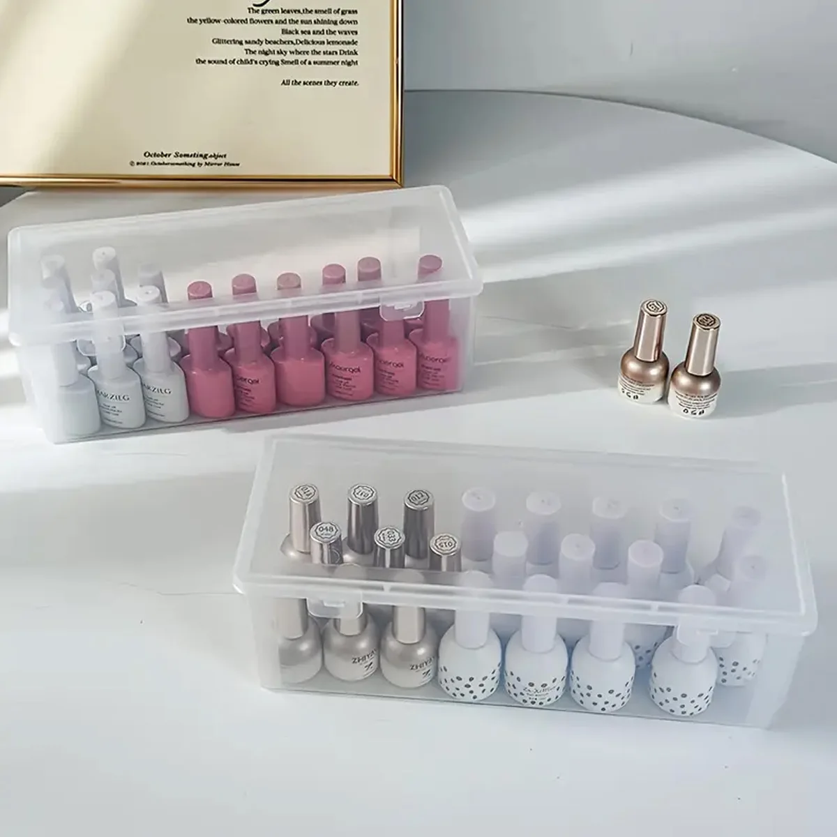 Transparente Kunststoff-Aufbewahrungsbox, Desktop-Kosmetik-Organizer, Nagellack- und Lippenstift-Regal, Büro-Schreibwaren- und Kleinteile-Aufbewahrungsbox