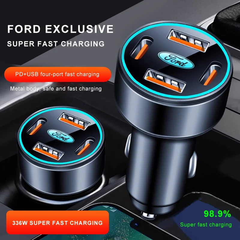 For Ford F150 F250 Explorer Transit Puma Fiesta Focus Ranger Kuga Mustang Taurus PD USB Car Charger Super fast charging 336W