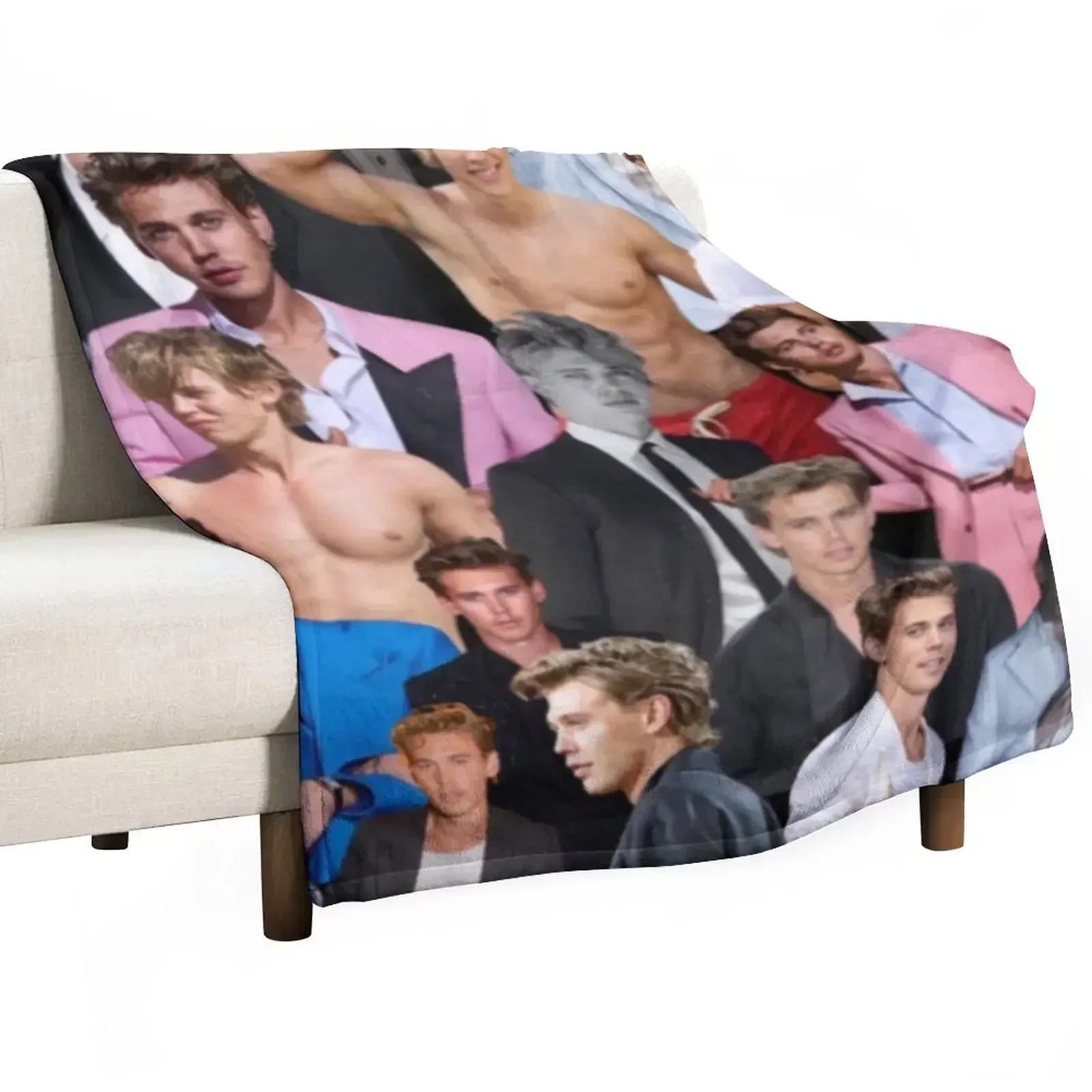 

austin butler photo collage Throw Blanket Plaid Bed Fashionable For Sofa Thin Blankets