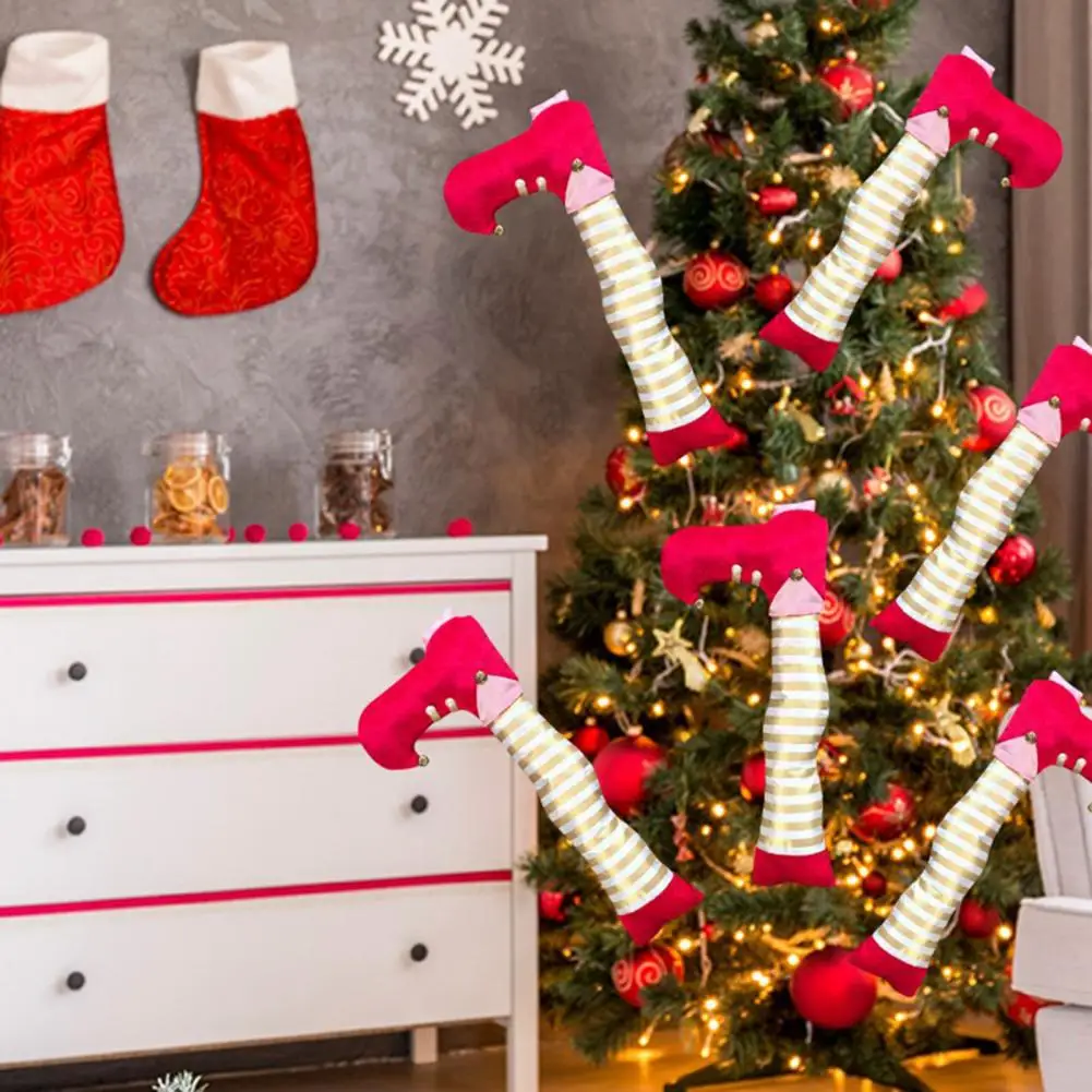 

Праздничные елочные украшения на ногу эльфа, украшения, топпер для елки, подвесной реквизит для праздничной вечеринки, камина, праздника