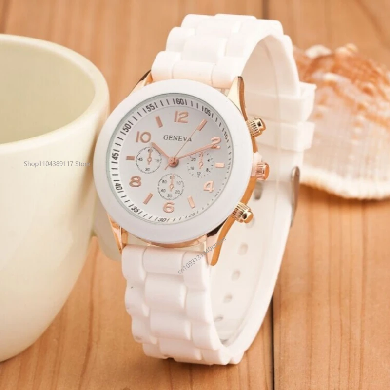 Reloj de Mujer a la moda, relojes de cuarzo de gelatina de silicona blanca, Reloj de pulsera para Mujer, regalos para niñas, Reloj femenino
