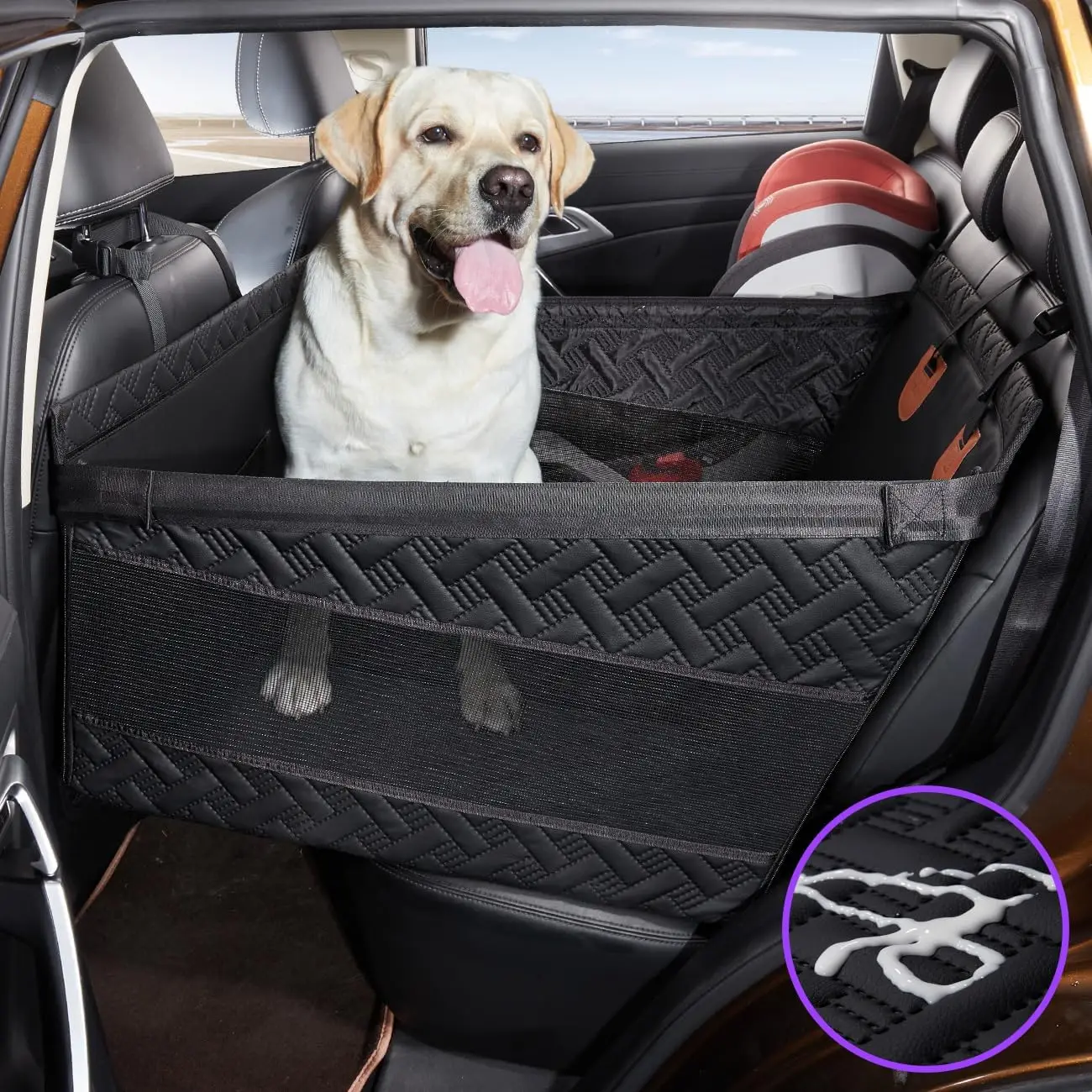 

Waterproof Dog Car Seat Cover, Large Pet Bed with Non-Slip Design for Backseat Safety and Comfort