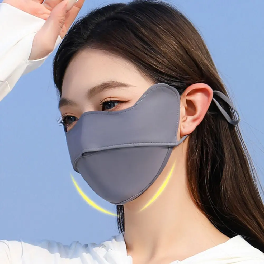 Sunscreen Face Scarf Ice Silk Mask Summer Solid Color Face Cover Face Scarves Sunscreen Veil Face Gini Mask Women/Girls