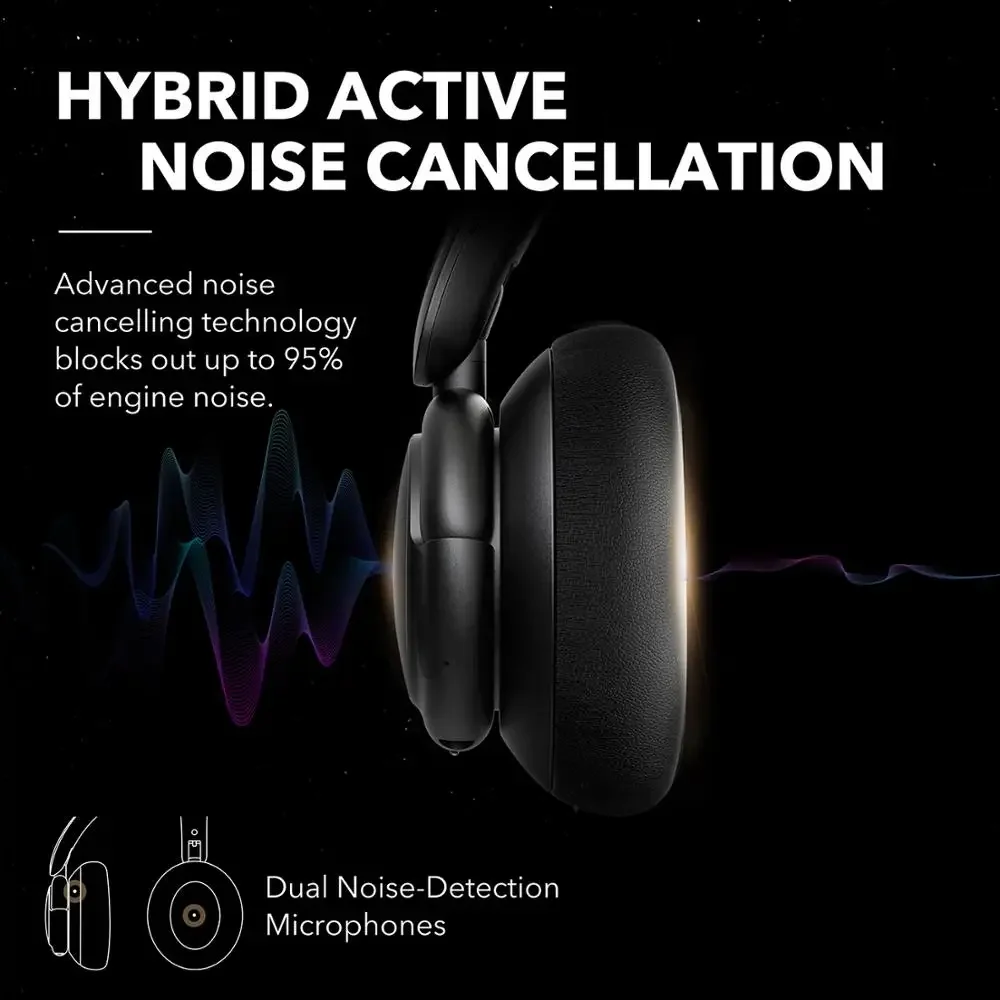 سماعات Soundcore من Anker Life Q30 Hybrid Active المانعة للضوضاء سماعات بلوتوث لاسلكية فوق الأذن سماعة أذن