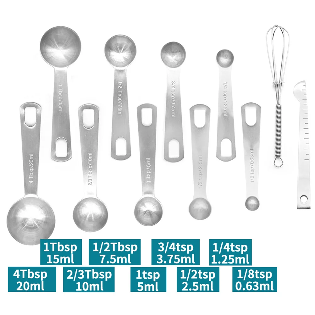 

Measuring Spoon Kitchen Tool Stick Round Accurate Spoons Supplies Stainless Steel Baking