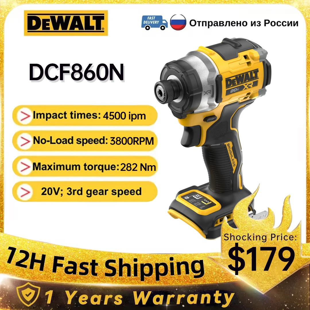 DEWALT DCF860 20V Impact Driver 282Nm Brushless Motor Cordless Rechargable Screwdriver Impact Drill DCF850 Upgraded Version