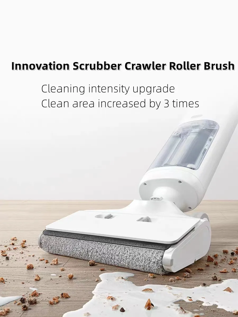 XIAOMI MIJIA Wireless Vacuum Cleaner Mops Edge Floor Cleaning Scrubber Crawler Roller Brush 3-In-1 Smart Real-Time Self-Cleaning