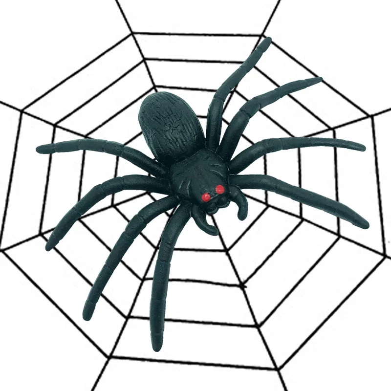 Araña simulada para decoración de Halloween, pegamento suave para burlas y bromas, juguetes novedosos, suministros aterradores, 1 Uds.