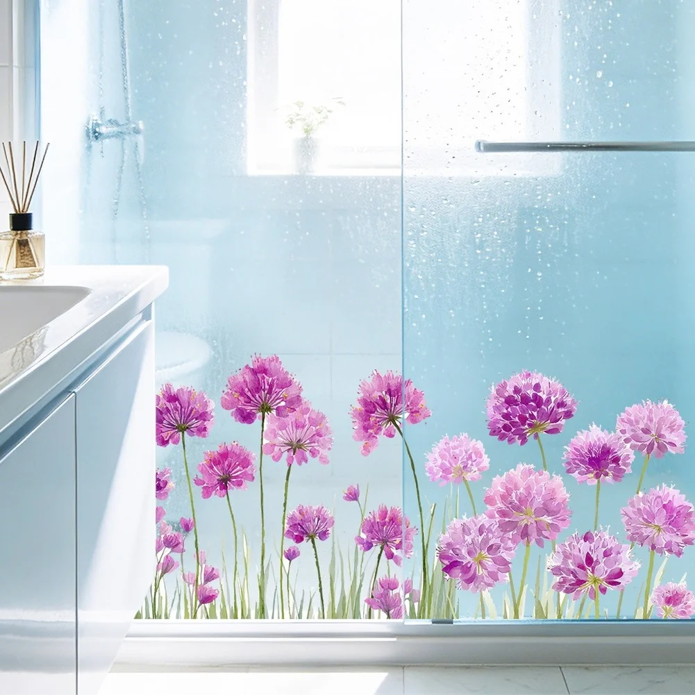 Self PVC Floral Wall Decal for Living Room Bedroom Decor Anti Static Waterproof 60x28cm Purple Lavender Design