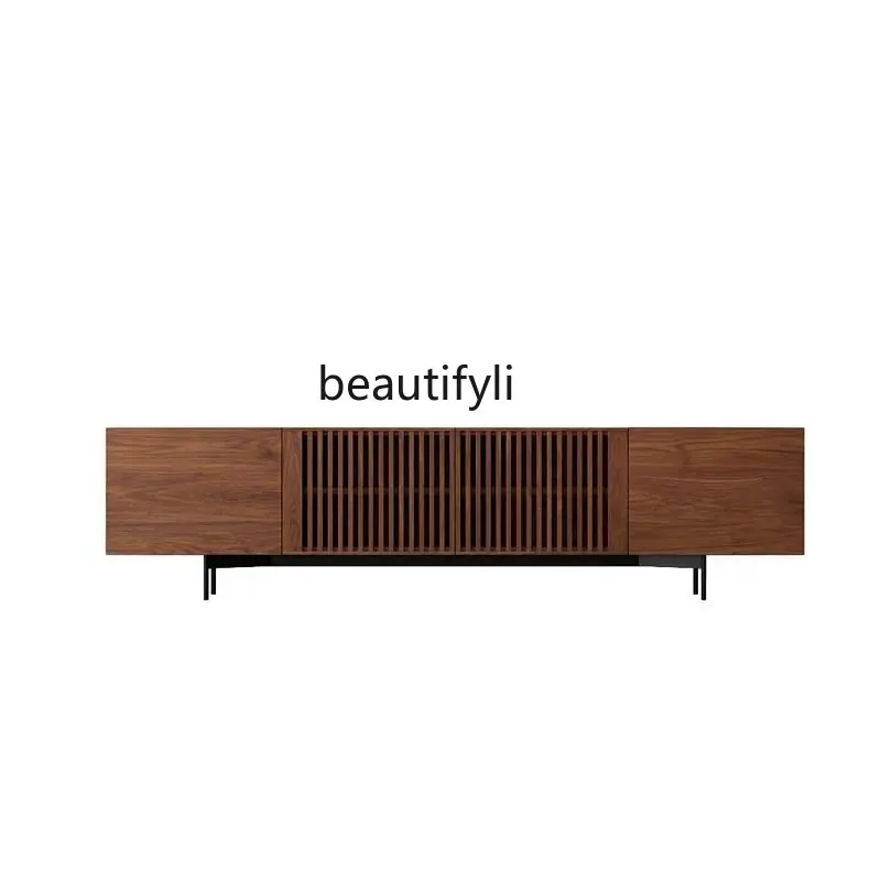 Walnut Color Audiovisual Cabinet Nordic Light Luxury Paint Modern Simple TV Cabinet Living Room Floor Cabinet furniture