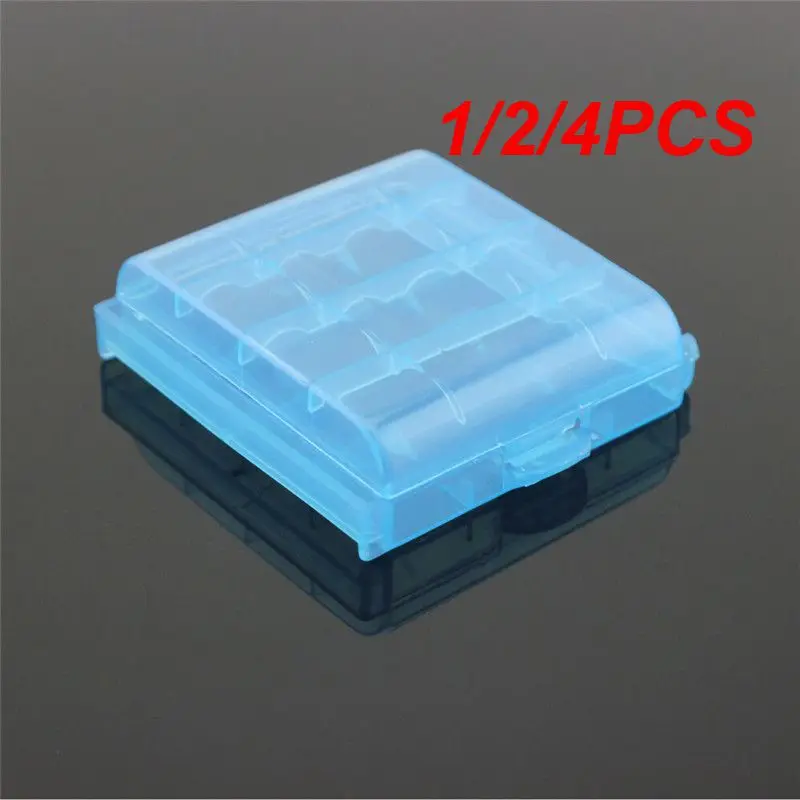 1/2/4PCS Colorful Plastic Battery Holder Case 4 AA AAA Hard Plastic Storage Box Cover for 14500 10440 Battery Organizer