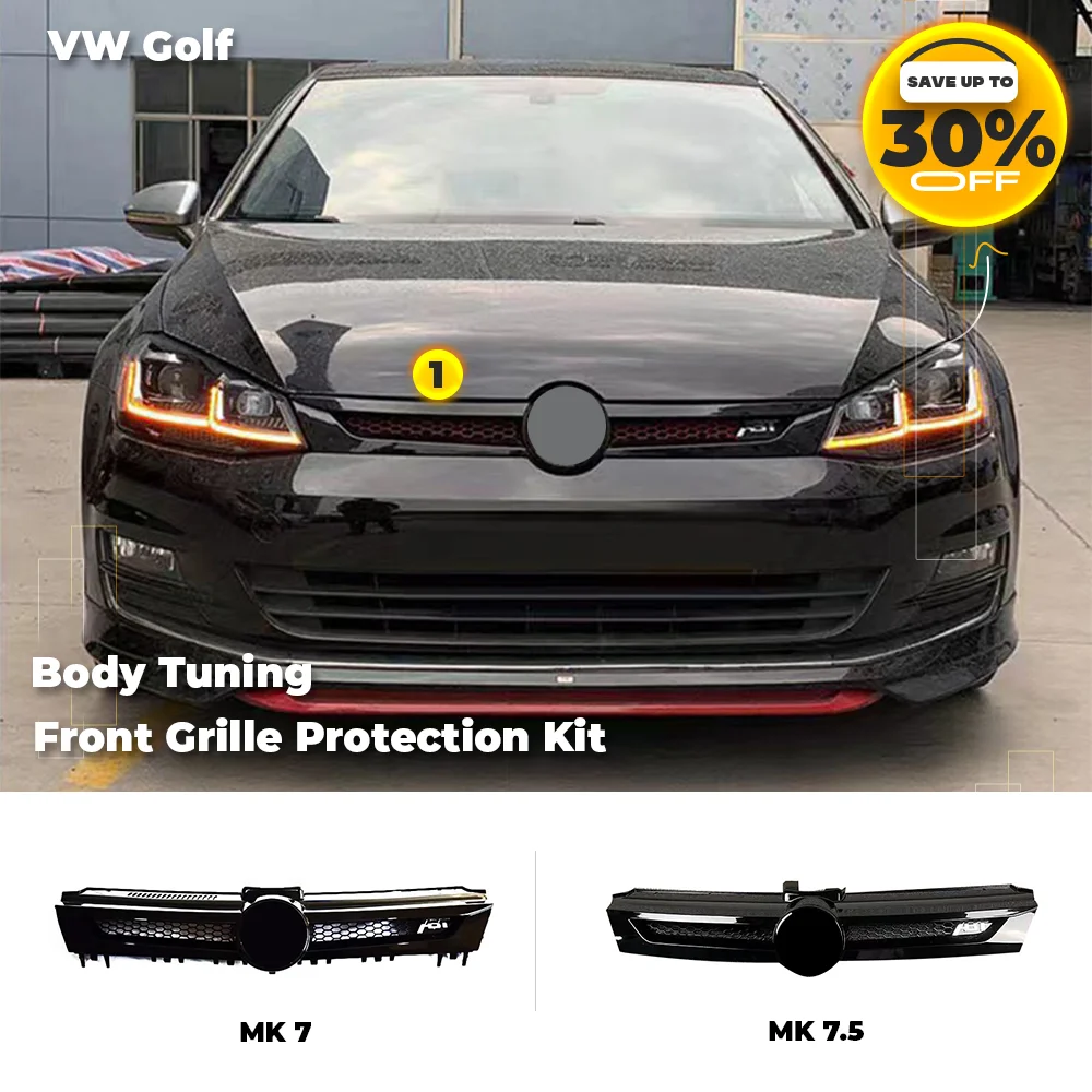 

For VW Golf Rline GTI R 2013 - 2016 MK7 MK7.5 Golf Body kit Airntake Grille Carbon Fiber Car Front Bumper With Logo ABT